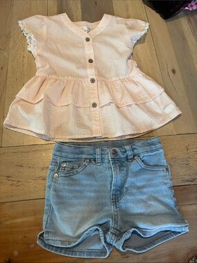 Koala Kids Light Pink Peplum Button-Front Top